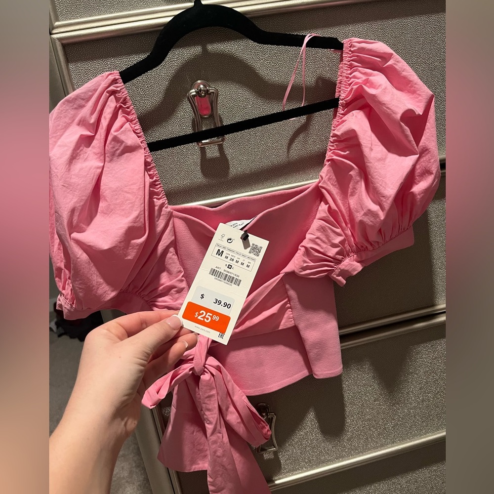 zara puff sleeve crop top